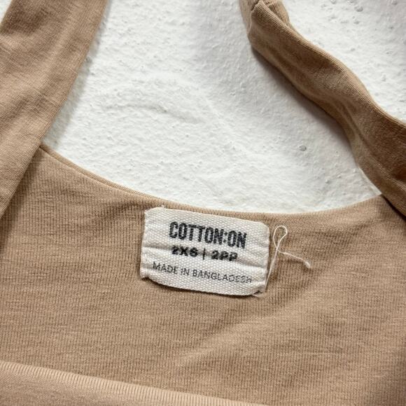 Cotton On Tan Double Lined Crop Tank Bralette, Size 2XS - Picture 3 of 5